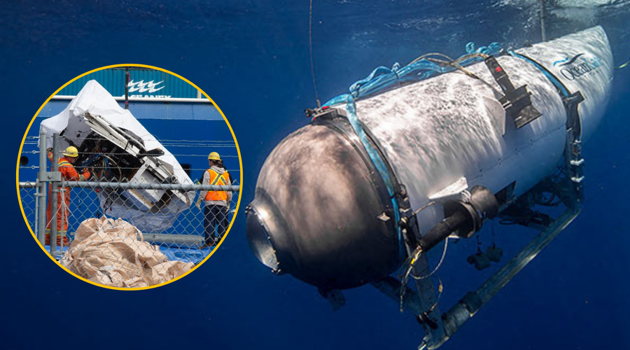 FOTO: Iz globin oceana dvignili razbitine podmornice Titan (poglejte, kaj je od plovila po imploziji ostalo) (foto: Profimedia/fotomontaža)