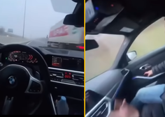 VIDEO: Z veliko hitrostjo vijugal po slovenski avtocesti in se pri tem s telefonom v roki snemal