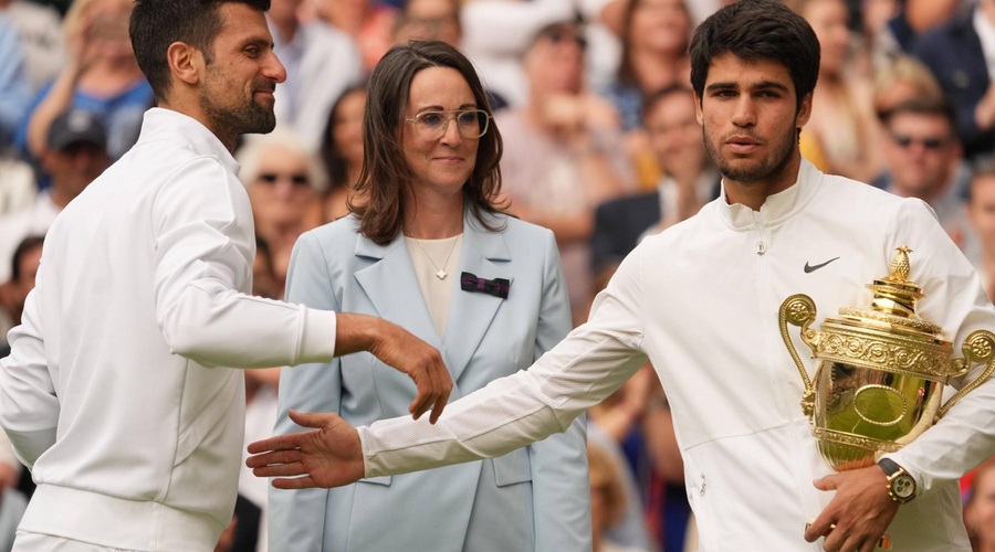 Poglejte, kaj je izjavil Novak Đoković o zmagovalcu Wimbledona, Alcaraz ob tem prasnil v smeh (foto: Profimedia)