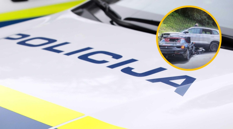 Nesreča ne počiva: na Bledu trčila štiri vozila, udeležen tudi ferrari (FOTO) (foto: Bobo/policija/fotomontaža)