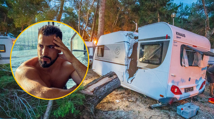 FOTO: Pretresljive razsežnosti uničenja v Novigradu (škodo je utrpel tudi Challe Salle, ki je bil med neurjem tam z družino) (foto: Srecko Niketic/Pixsell/Bobo/Instagram/Challe Salle/fotomontaža)