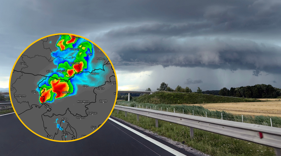 Napovedi se uresničujejo, bližajo se močnejše nevihte (vemo, kje v Ljubljani lahko pred točo in vetrom zaščitite avtomobile) (foto: Sobotainfo/Bobo/meteologix.com/fotomontaža)