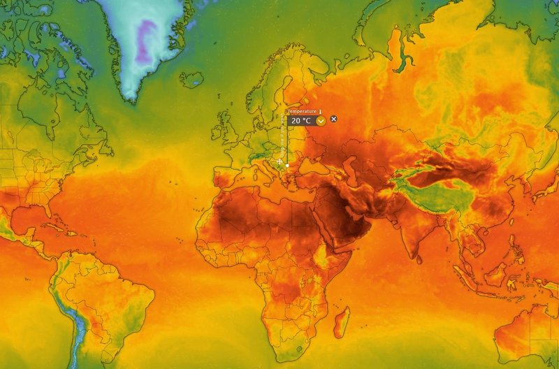 Natančen pregled temperature za vse konce sveta.