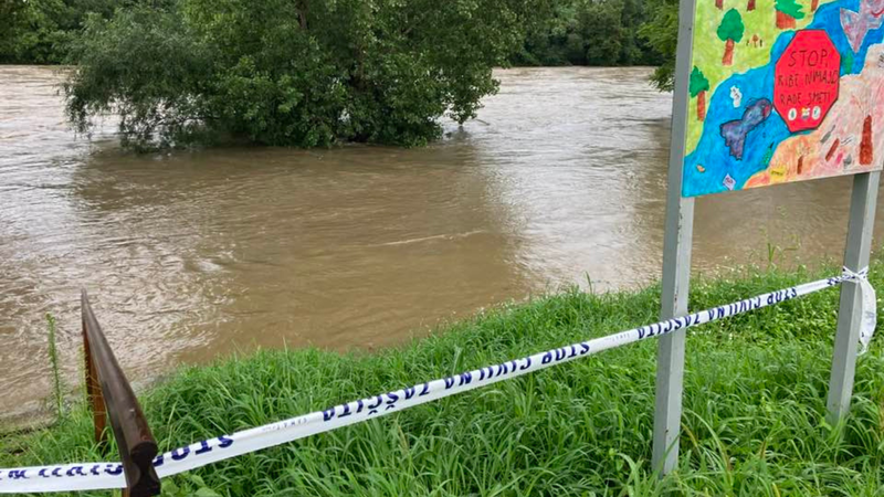 Narasla reka Mura v Gornji Radgoni.