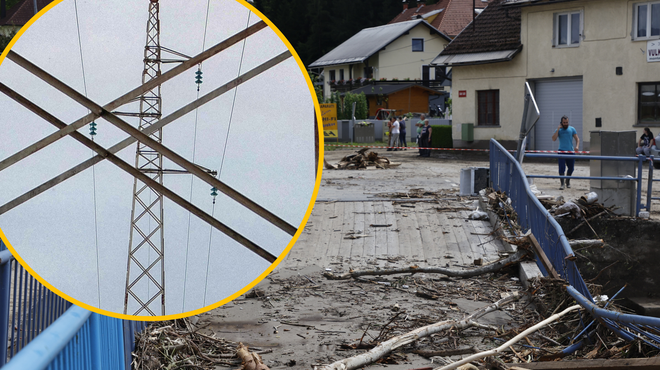 Zaradi katastrofalnih poplav brez elektrike še vedno več tisoč Slovencev (ponekod zaradi varnosti še ne odpravljajo okvar) (foto: Borut Živulovič/Bobo/fotomontaža)