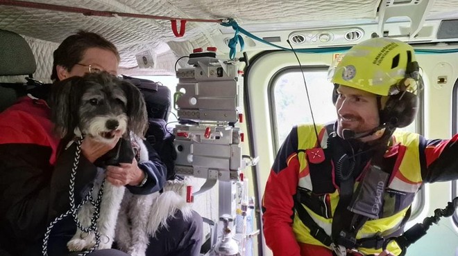 Čudeži se dogajajo: med uničujočimi poplavami našli Cooperja in s helikopterjem rešili Bolta! (foto: Slovenska policija / Facebook)