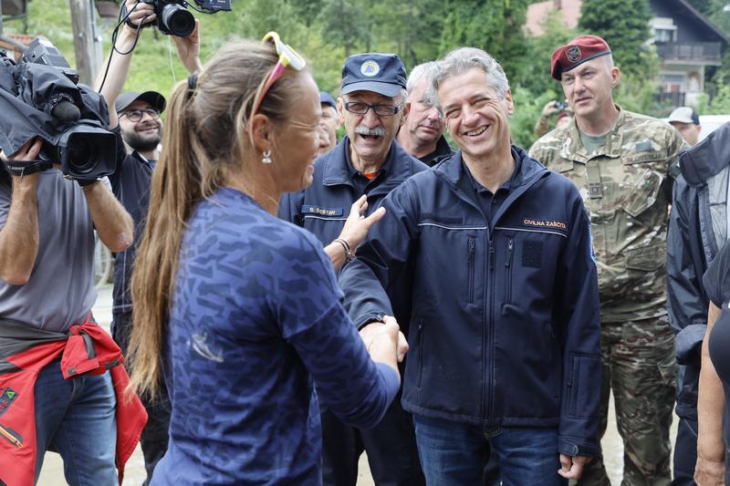 Tina Maze ob srečanju z Golobom.