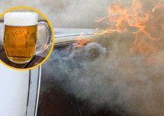 Na avtocesti zagorel avto, družino pa pred ognjenimi zublji rešilo ... pivo!