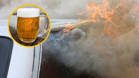 Na avtocesti zagorel avto, družino pa pred ognjenimi zublji rešilo ... pivo!