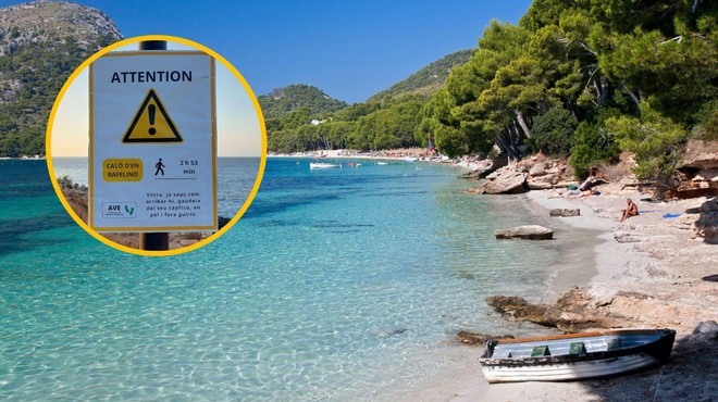 Domačinom se smeji: z lažnimi opozorilnimi znaki na plažah odganjajo turiste (foto: Profimedia/Twitter/Caterva_mnc/fotomontaža)