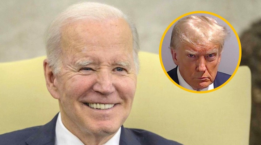 Zaporniško fotografijo Trumpa komentiral tudi Biden: "Čeden fant" (foto: Profimedia/fotomontaža)