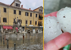 Iz več obalnih mest poročajo o poplavah, padla je debela toča: najmočnejši nalivi pa šele prihajajo (FOTO in VIDEO)
