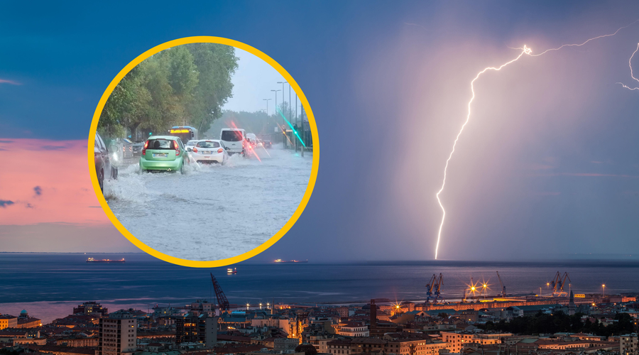 Silovito neurje v Trstu: podrta drevesa in poplavljene ceste (FOTO in VIDEO) (foto: Profimedia/Facebook/Neurje.si/Il Picollo/fotomontaža)