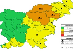 Za del države izdano oranžno opozorilo (možne so poplave)