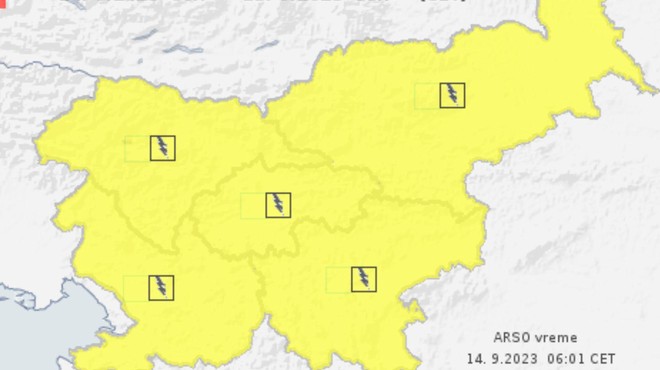 Arso izdal rumeno opozorilo za vso državo: Slovenijo je dosegla vremenska motnja (foto: Arso)