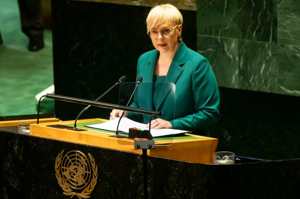 Nataša Pirc Musar pred svetovnimi voditelji spregovorila o perečih globalnih tematikah (foto: Twitter/Nataša Pirc Musar)