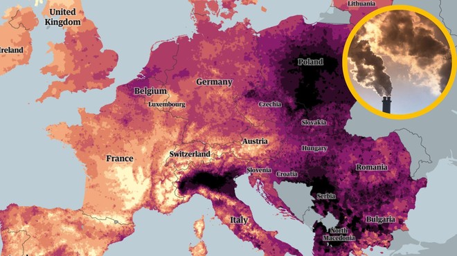 Zaskrbljujoče: 98 odstotkov Evropejcev diha škodljiv zrak, zaradi katerega letno umre kar 400.000 ljudi (foto: Twitter/posnetek zaslona/Profimedia/fotomontaža)