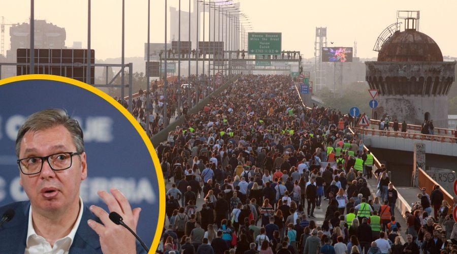 Protesti v Srbiji se nadaljujejo: na udaru mediji, ki pišejo pravljice o idealni vladi in prikrivajo resnične probleme (foto: Profimedia/fotomontaža)