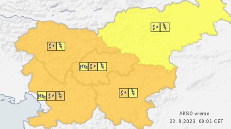 Arso za del države izdal oranžno opozorilo: nastali bodo močnejši in dolgotrajni nalivi, tukaj bo najhuje
