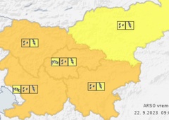 Arso za del države izdal oranžno opozorilo: nastali bodo močnejši in dolgotrajni nalivi, tukaj bo najhuje