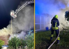 FOTO: Ogromen požar v Slovenj Gradcu gasilo 64 gasilcev, en se je huje poškodoval