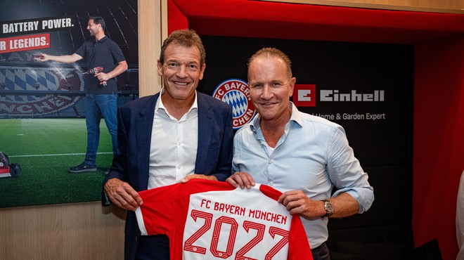Andreas Jung, član uprave za trženje pri FC Bayern in Andreas Kroiss, izvršni direktor Einhell Germany AG (z leve) (foto: arhiv naročnika)