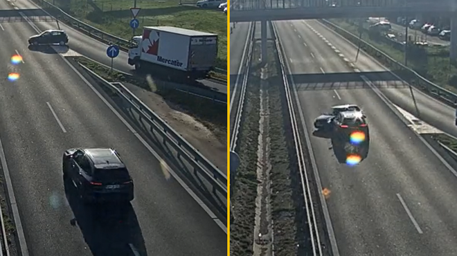 Posnetek hude prometne nesreče pri Kopru: povzročiteljica obračala na pospeševalnem pasu hitre ceste (VIDEO) (foto: Dars/fotomontaža)