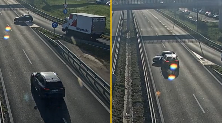 Posnetek hude prometne nesreče pri Kopru: povzročiteljica obračala na pospeševalnem pasu hitre ceste (VIDEO) (foto: Dars/fotomontaža)