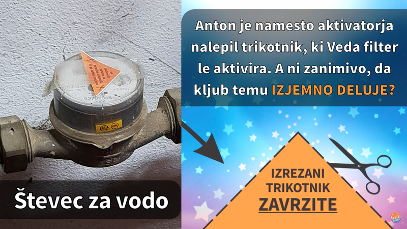 Veda filter lahko aktivirate tudi tako, da na števec ali cev nalepite nalepko.