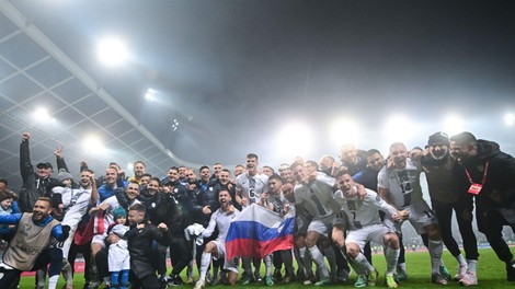 slovenska reprezentanca po zmagi