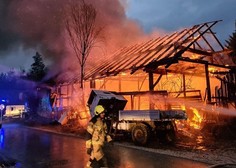 Velik požar v Kranju: eno osebo odpeljali z reševalnim vozilom (FOTO)