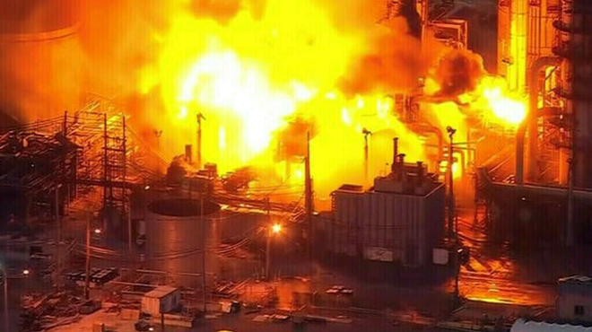 V nepojasnjeni eksploziji na naftnem terminalu več mrtvih: na stotine ljudi je bilo prisiljenih zapustiti območje (VIDEO) (foto: Twitter/Voice of Europe)