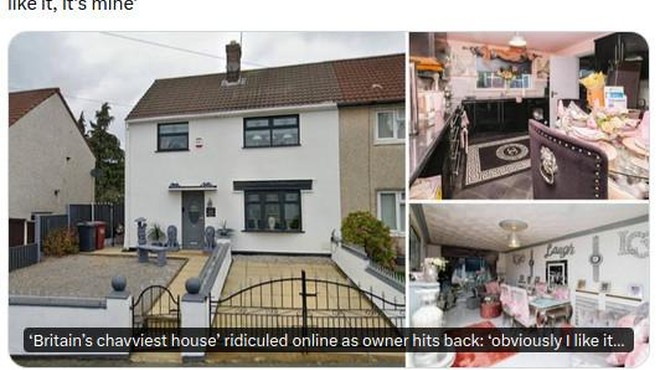 Na družbenih omrežjih so se norčevali iz 'najgrše hiše v Britaniji': 'To je moj dom, meni je všeč!' (foto: Twitter/printscreen)