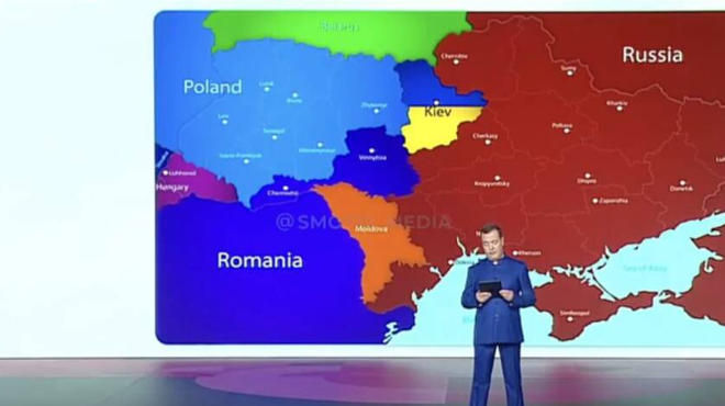 Izjemno skrb vzbujajoče: Medvedjev predstavil nov zemljevid Rusije (foto: Omrežje X/Posnetek zaslona)