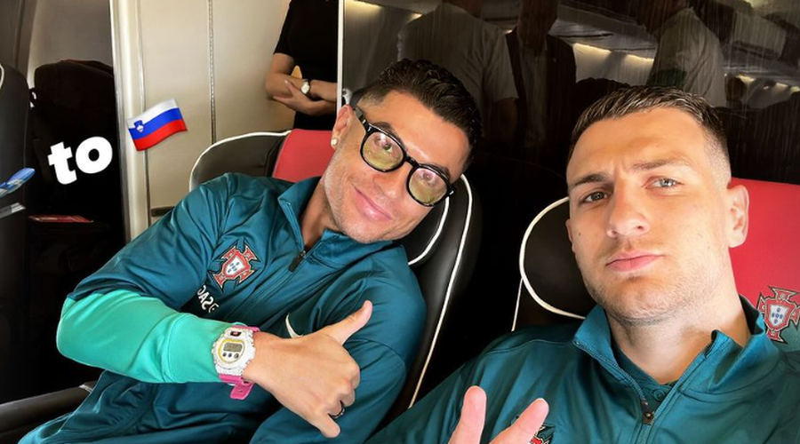 Cristiano Ronaldo prispel v Slovenijo! Na letališču ga je pričakala skupina oboževalcev (foto: Posnetek zaslona/Instagram profil Diogo Dalot)