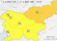 Arso z oranžnim opozorilom za del države (drugod izdano rumeno)