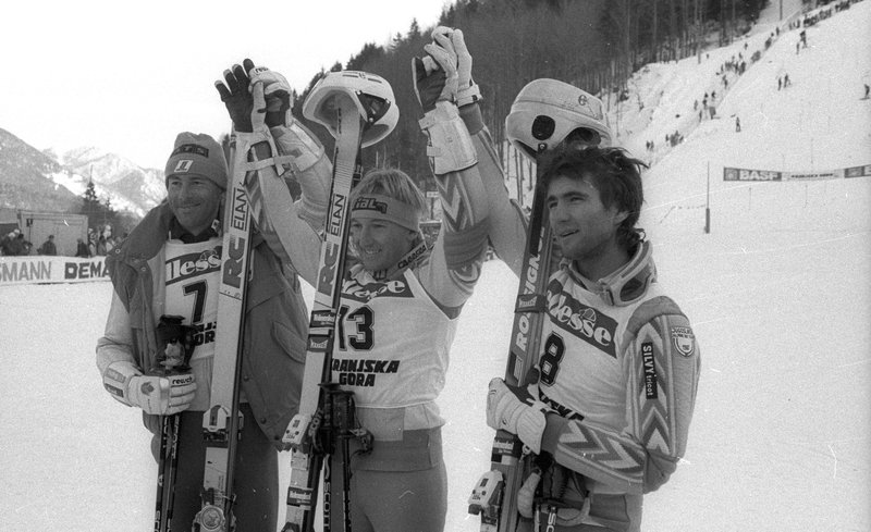 Zmaga Bojana Križaja na Pokalu Vitranc v Kranjski Gori, 20. december 1986, drugi je bil Rok Petrovič, na tretjem mestu pa legendarni Ingemar Stenmark.