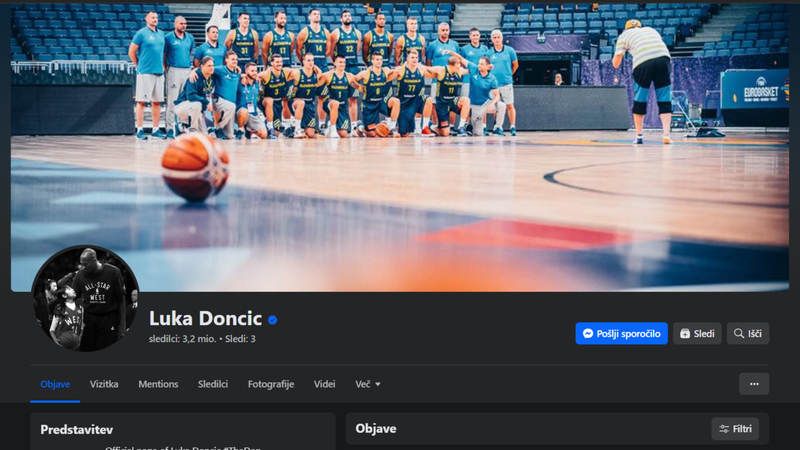 Luka Dončić ima samo na Facebooku več kot 3,2 milijona sledilcev.