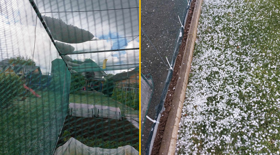 Vremenske preglavice ne pojenjajo: nad Prekmurjem besnela nevihta s sodro, ki bi lahko sadjarjem zdesetkala pridelke (foto: Facebook/Neurje.si/Robert Zver)