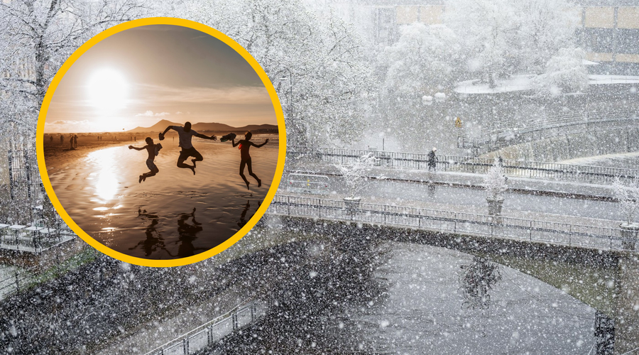 Razlike, da te kap! Slovenci v primežu zimskih razmer, na tem delu Evrope pa ... pravo poletje! (Poglejte, kje) (foto: Profimedia/fotomontaža)