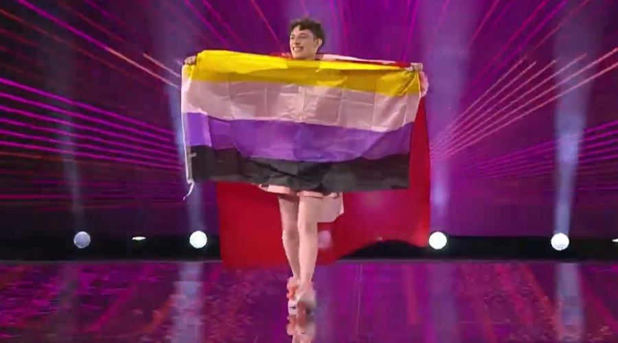 Kaj pomeni nenavadna zastava, ki jo je ponosno vihtel zmagovalec letošnje Evrovizije? (foto: RTV/Posnetek zaslona)