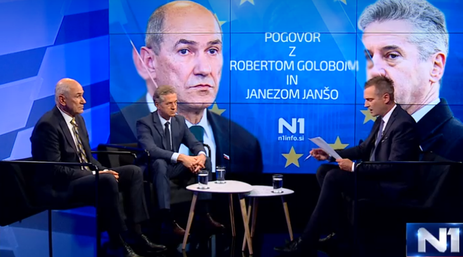 Golob in Janša v ostrem soočenju: preiskave na Nova24TV in Telekomu razkrivajo politično zlorabo ali pravično delo policije? (foto: posnetek zaslona/N1)