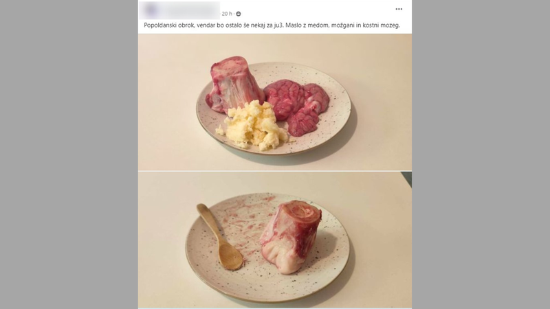 Članica skupine Samoozdravitvena moč telesa je v skupini delila fotografijo svojega obroka.