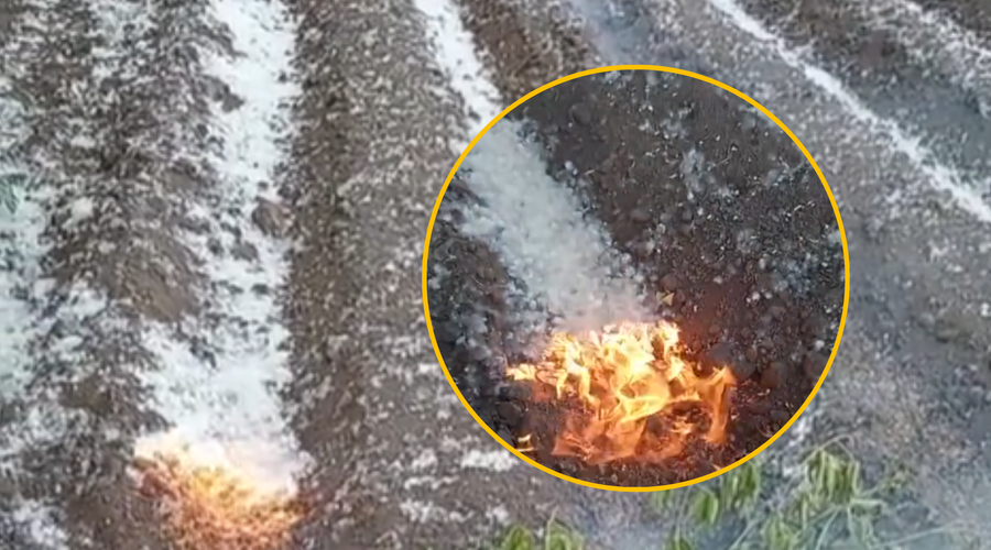 Videoposnetek, ki razburja na družbenih omrežjih: ali je toča res tako nenaravna, da je zagorela? (foto: Facebook/Marjan Ciklušević/posnetek zaslona/fotomontaža)