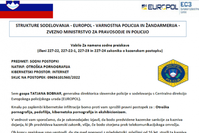 Ste dobili to sporočilo od policije? Pošiljatelja takoj blokirajte