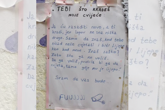 Tatu, ki ji je ukradel rože, je pustila sporočilo: “Sram naj te bo”