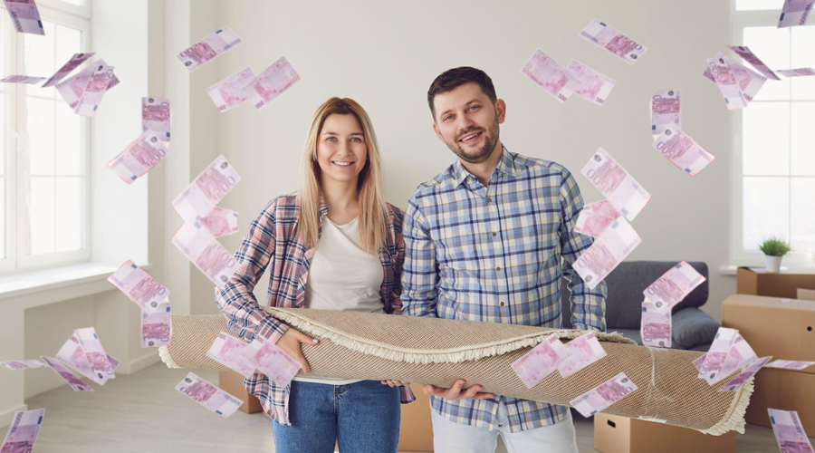Če imate finančne težave, položite preprogo točno na to mesto v svojem domu (denar bo začel deževati) (foto: Profimedia/fotomontaža)