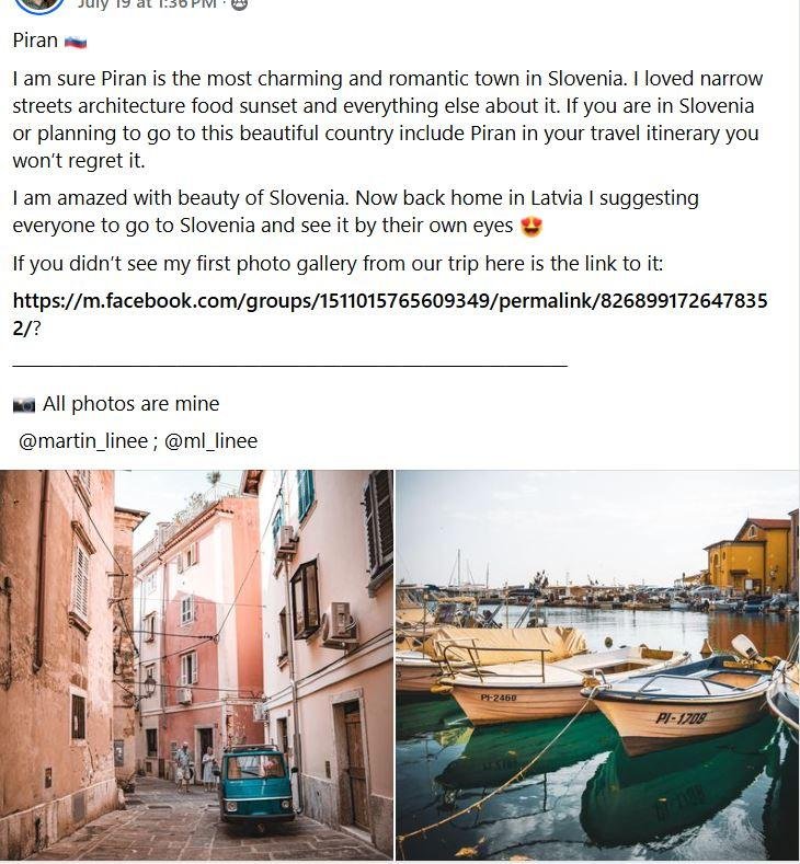 "Zdaj, ko sem spet doma, vsem predlagam, naj obiščejo Slovenijo in jo vidijo z lastnimi očmi," je zapisal.