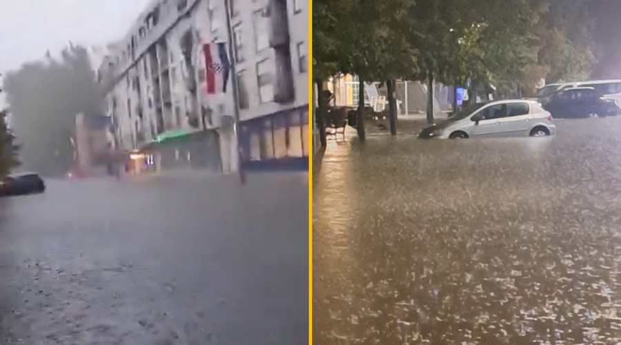 Apokaliptični prizori pri sosedih: ob nalivu poplavilo ulice, voda odnašala avtomobile (FOTO in VIDEO) (foto: Branka Bakšić Mitić/Facebook)