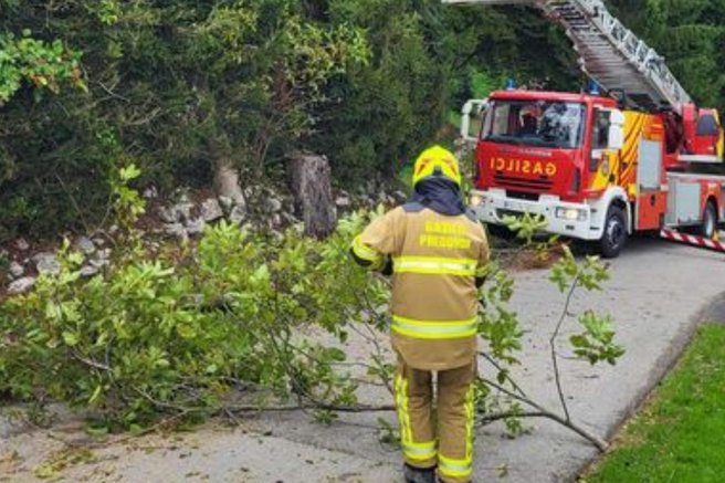 veter vreme drevo gasilci Preddvor Prostovoljno gasilsko društvo Preddvor